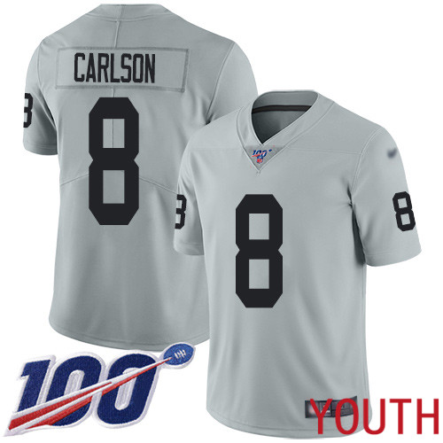 Oakland Raiders Limited Silver Youth Daniel Carlson Jersey NFL Football #8 100th Season Inverted Legend Jersey->youth nfl jersey->Youth Jersey